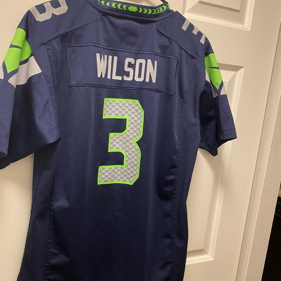 Nike On field NFL Player #3 Wilson Seattle Seahawks Kid Boy's Navy Game Jersey - Picture 2 of 11